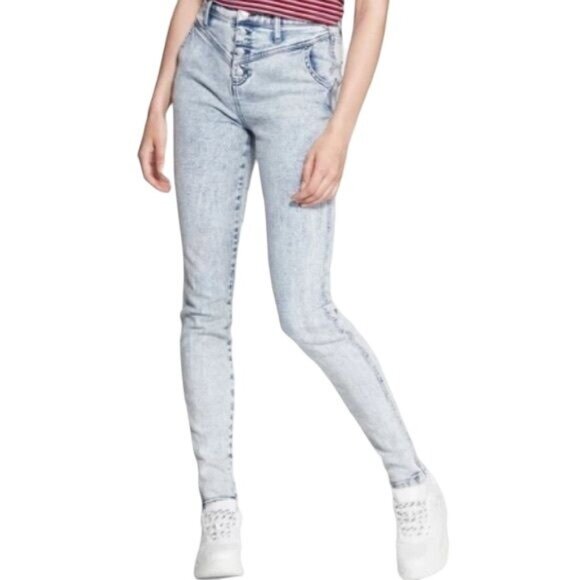 Wild Fable Womens Size 10 High-Waisted Skinny Acid Wash Jeans Button Fly Blue - Picture 1 of 10